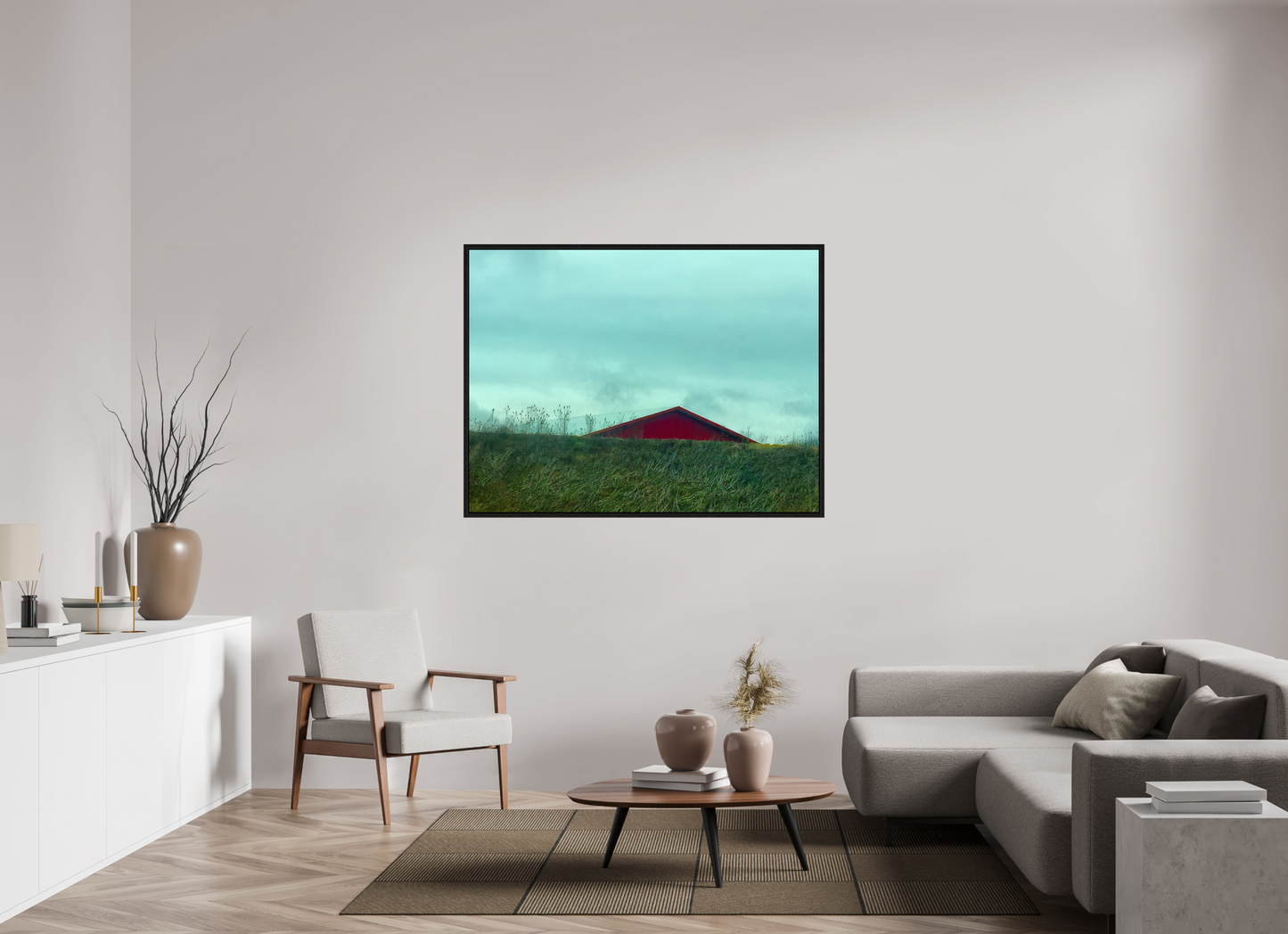 56 x 42″, Floater Frame Tip of the Red Barn