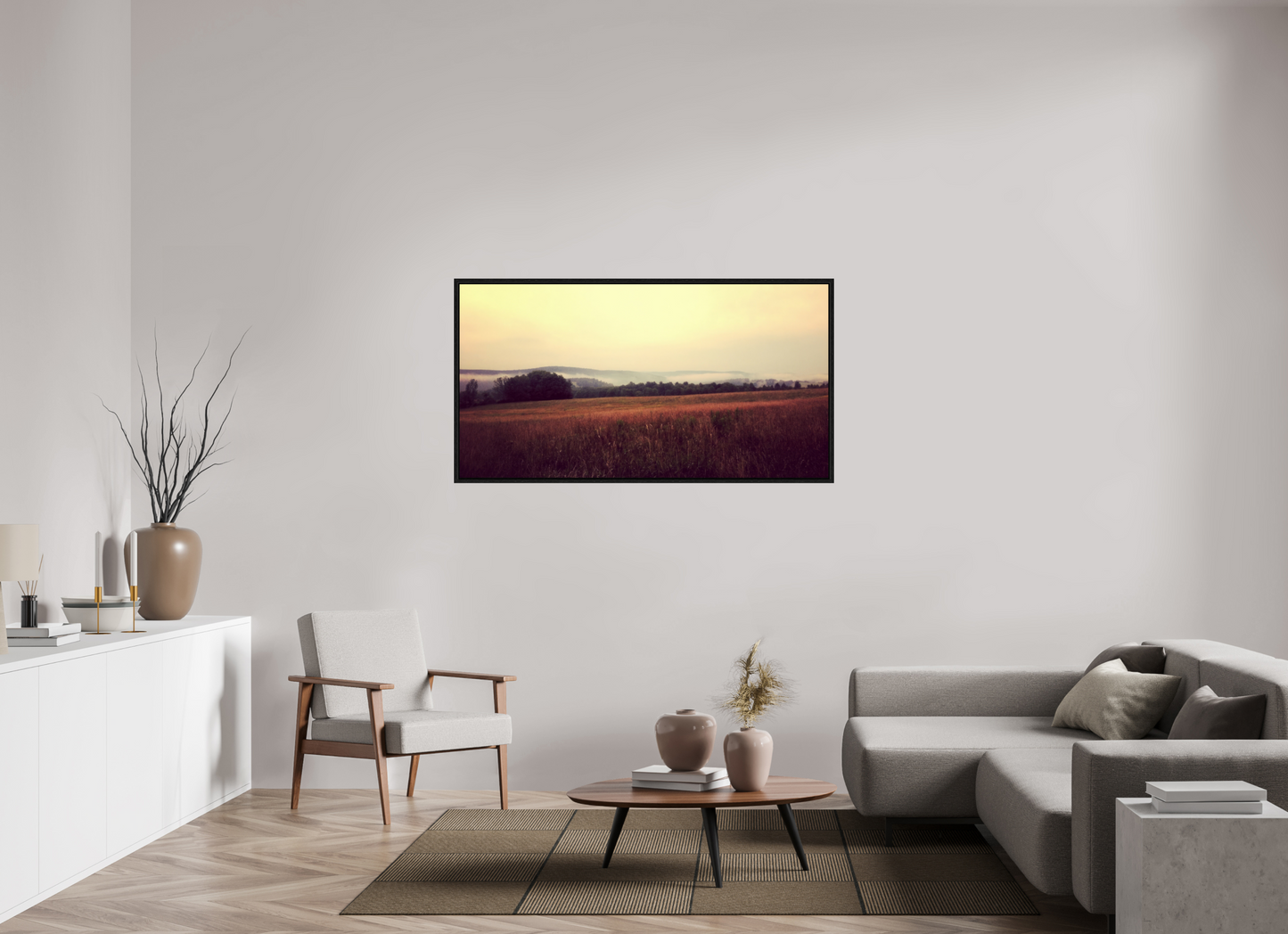 59.1 x 31″, Floater Frame Morning Meadow