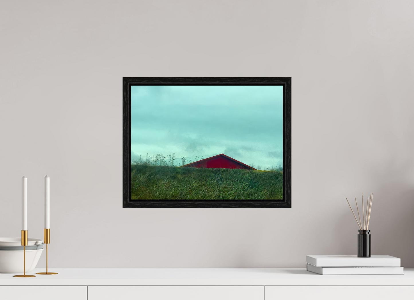16 x 12″, Floater Frame Tip of the Red Barn