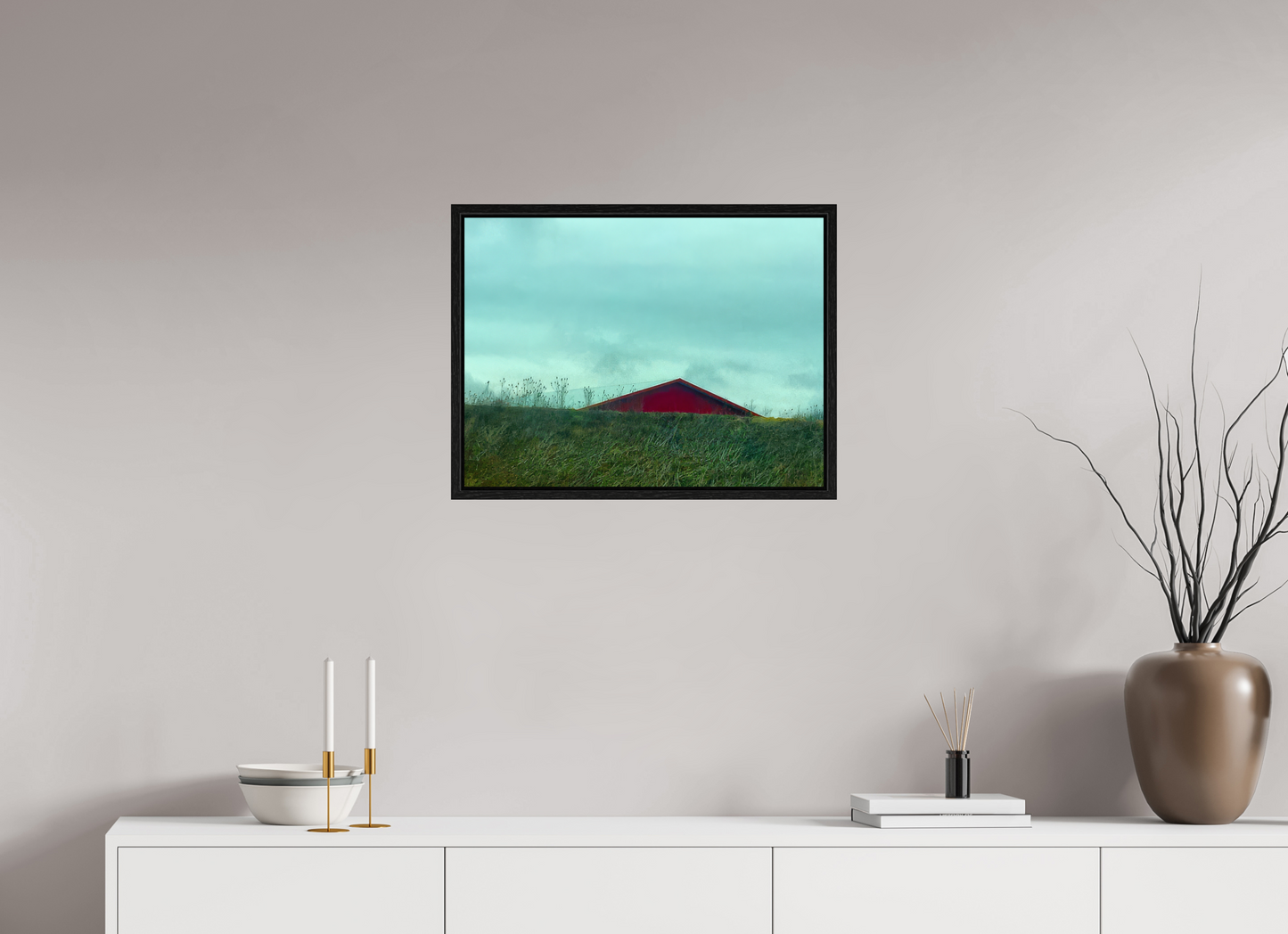 24 x 18″, Floater Frame Tip of the Red Barn