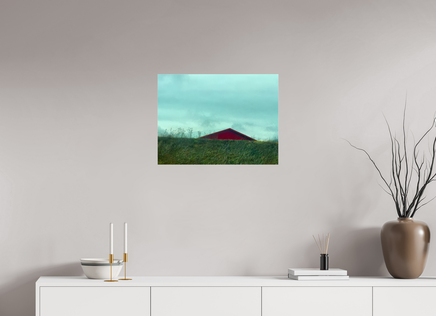 24 x 18″, Photo Print Under Acrylic Glass Tip of the Red Barn