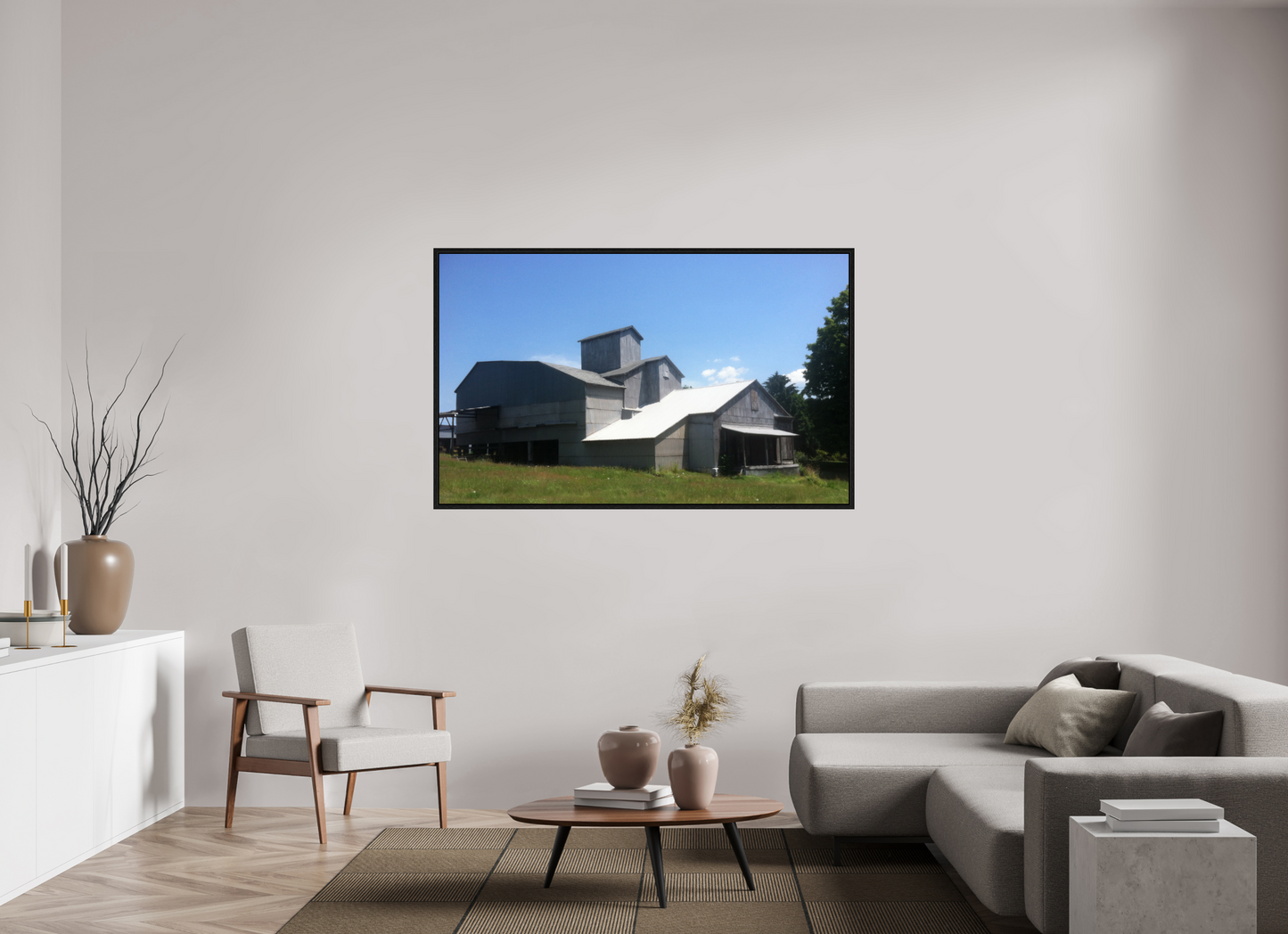 63.9 x 39″, Floater Frame Mills Architect