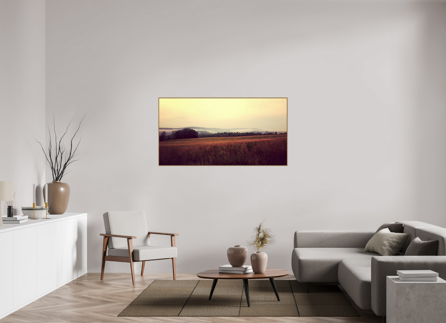 59.1 x 31″, slim wooden Morning Meadow
