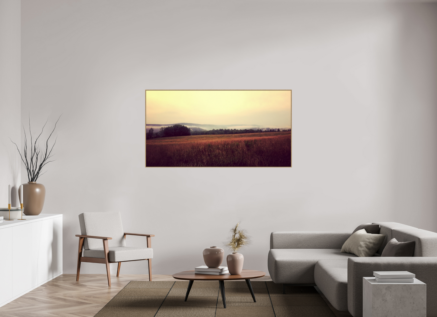 66.7 x 35″, slim wooden Morning Meadow